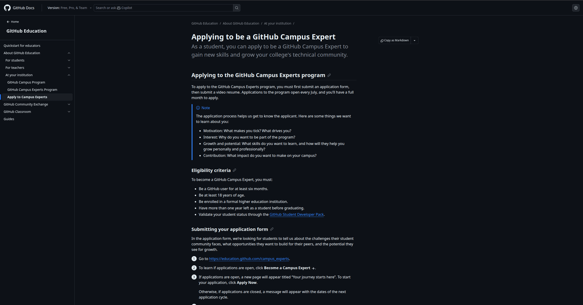 GitHub Campus Experts banner