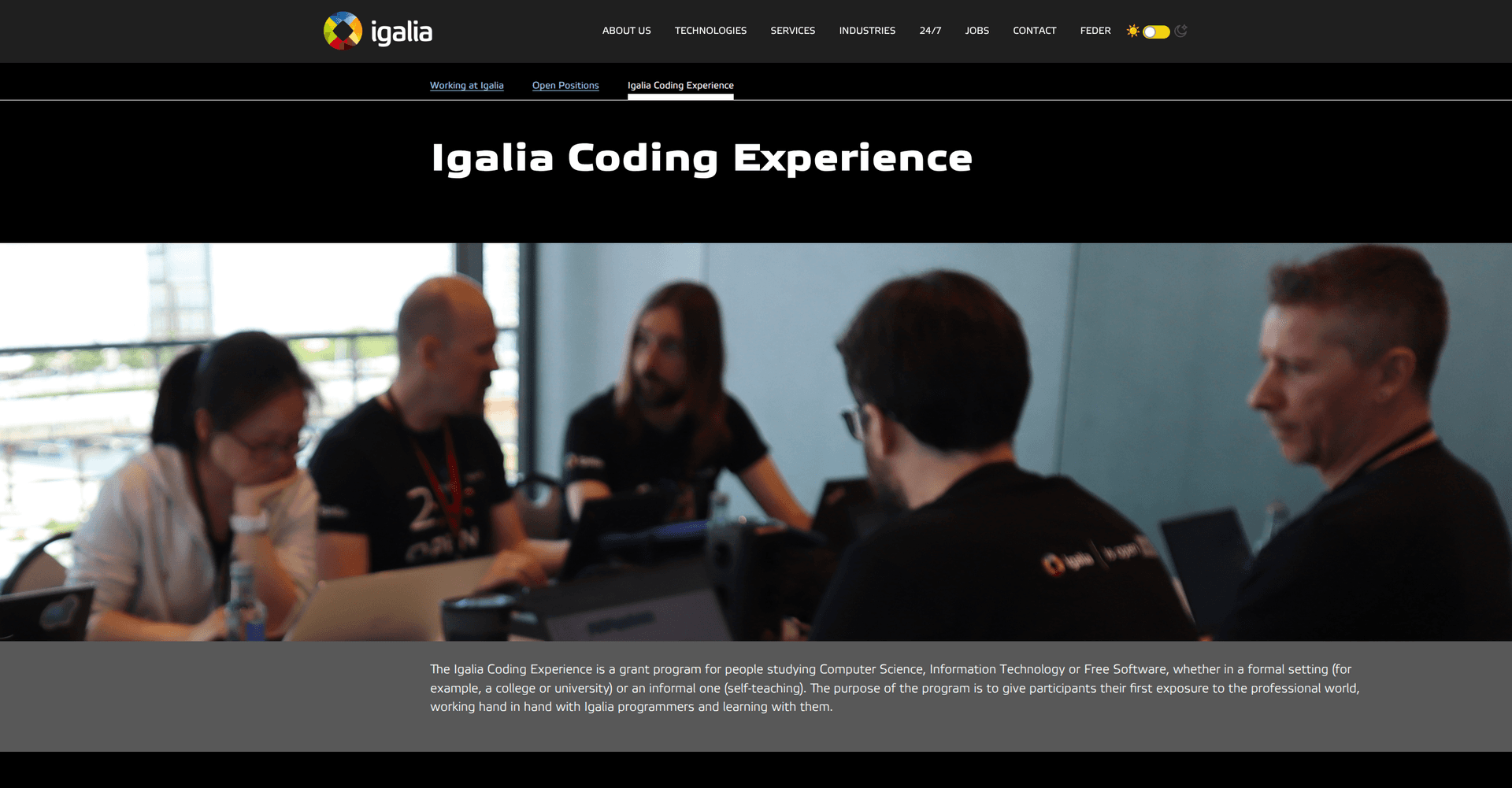 Igalia Coding Experience Program banner