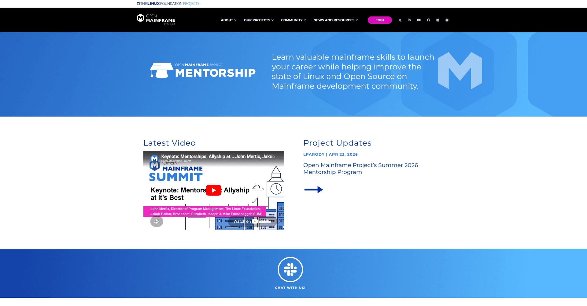 Open Mainframe Project Mentorship banner